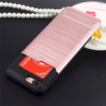 Wholesale iPhone 7 Plus Card Pocket Hybrid Case (Gold)
